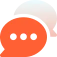 a group of orange and white chat bubbles
