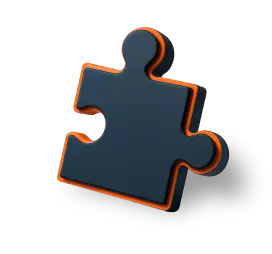 a black and orange puzzle piece